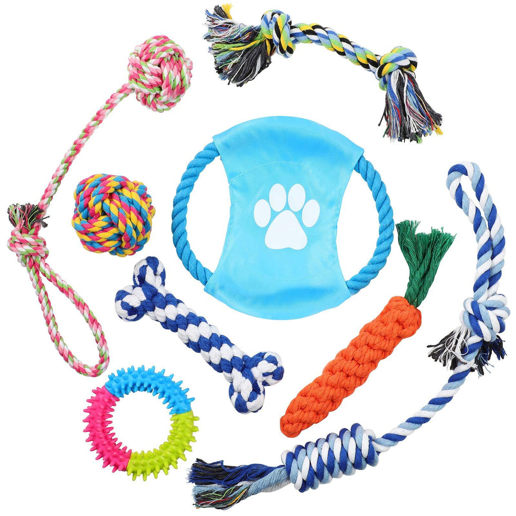 Hianjoo Puppy Dog Chew Toys, 8 Pcs Chew Toys Teething Training for Small to Medium Dogs Interactive Cotton Ball Rope and Tug - PawsPlanet Australia