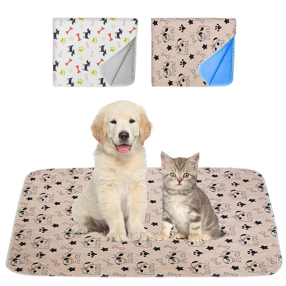 SaponinTree Large Puppy Training Pads, 2 Pack Washable Dog Training Mat, Reusable Leak-proof Non-slip Super Absorbency Pet incontinence pads for Cat Dog Rabbit, 70 * 80cm Brown+white - PawsPlanet Australia