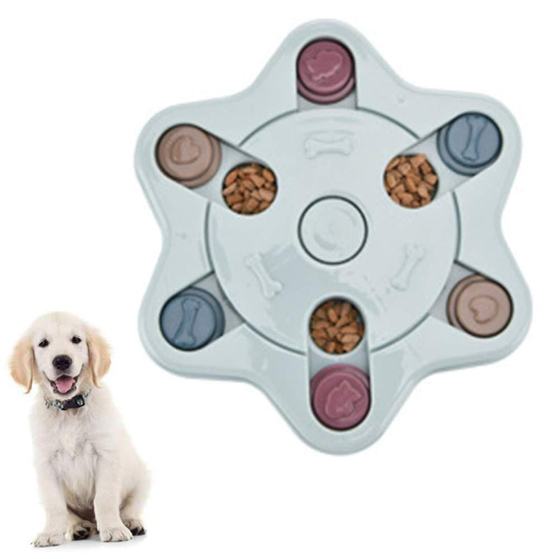 crazy bean Dog Puzzle Feeder Interactive Game for Boredom Interactive Puppy Treat Dispenser Dog Training Games Feeder with Non-Slip Slow Feeder Bowl for Cats and Dogs Blue Hexagonal - PawsPlanet Australia