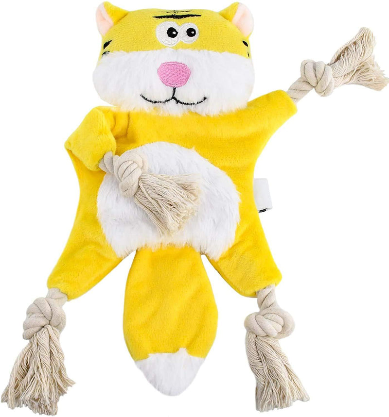 NASTRA Stuffless Dog Toys for Puppy, Crinkle Squeaky Dog Chew Toys Squirrel Plush Dog Toy with Rope Knots for Small Dogs (Tiger) tiger - PawsPlanet Australia