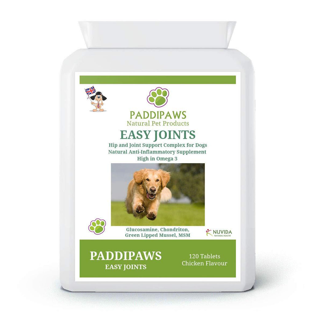 Paddipaws Easy Joints - Dog Joint Care Supplements - High Strength - 120 tablets - Hip and Joint supplement for dogs - Stiff and Older Dogs - Working Dogs - Powerful Proven Natural Active Ingredients. - PawsPlanet Australia