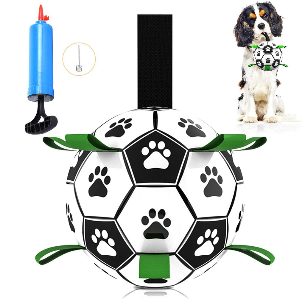 Pet Dog Football Toys,Dog Soccer Ball with Grab,Small Medium Dogs Outdoor Pet Toy Suitable Water/beach/lawn Indoor Best Pet Toy and Dog Tug-of-war Swing Ball with Pump - PawsPlanet Australia