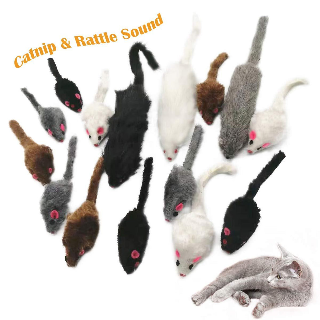 15PCS Mice Cat Toy,Cat Toys Catnip Mice,Pet Toys for Cats Mouse,Play Mouse for Cats,Furry Pet Toys,Rattle Mice for Cat,Cat Toy Set Perfect for Cat Kitten (A) A - PawsPlanet Australia