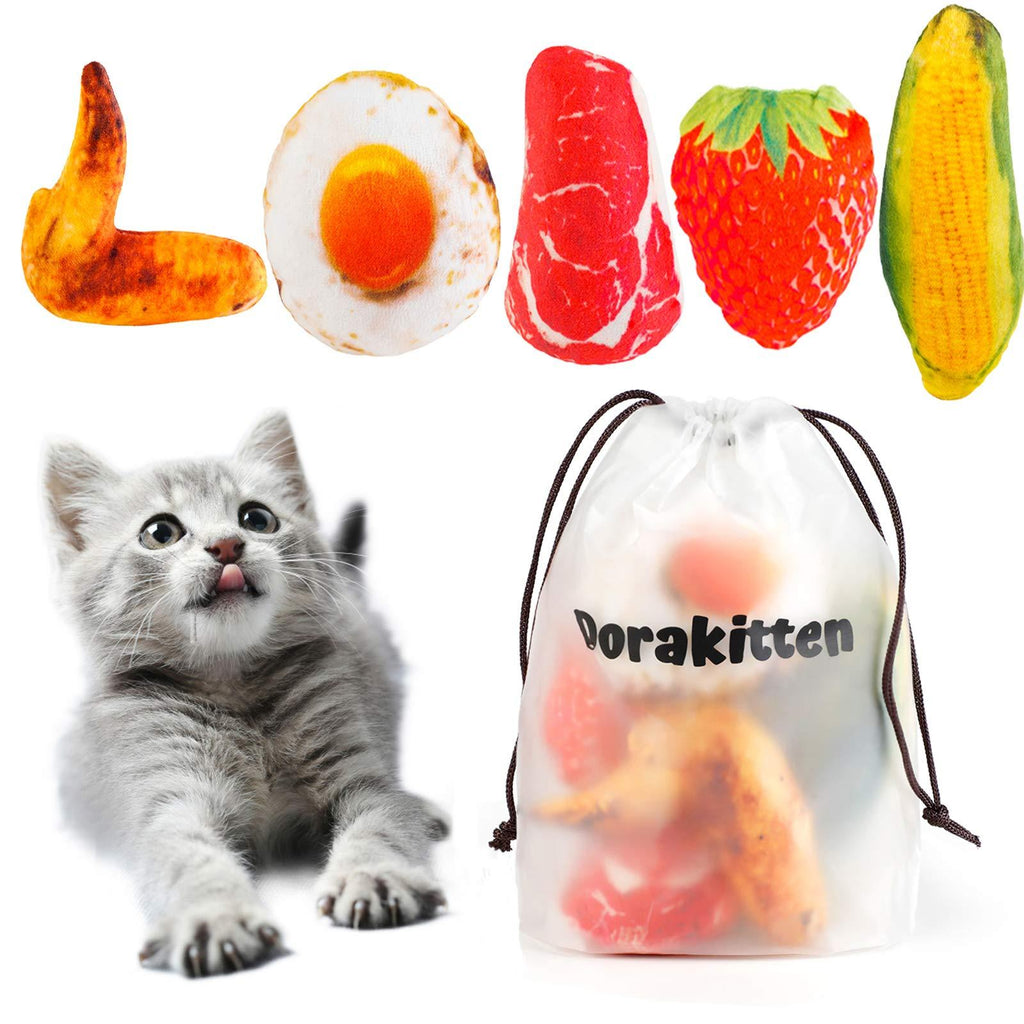 Dorakitten Catnip Toys for Cats Chew Toy,5PCS Pillows Cat Toys for Indoor and Interactive Cat Soft toys with Catnip Playing Kitten Toys with Food Shape - PawsPlanet Australia