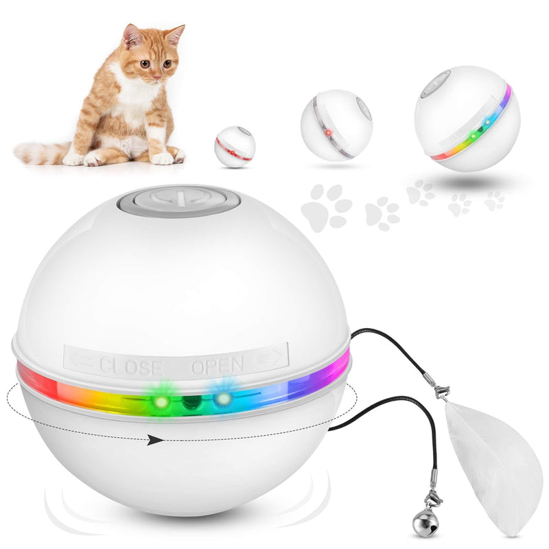 Toy Balls For Cats Interactive Cat Ball Cat Chase Toys, Cat Ball Toys For Indoor Cats With Led Light Electric Interactive Toys For Cats, Automatic 360-Degree Rotating, USB Rechargeable, For Kitten White - PawsPlanet Australia