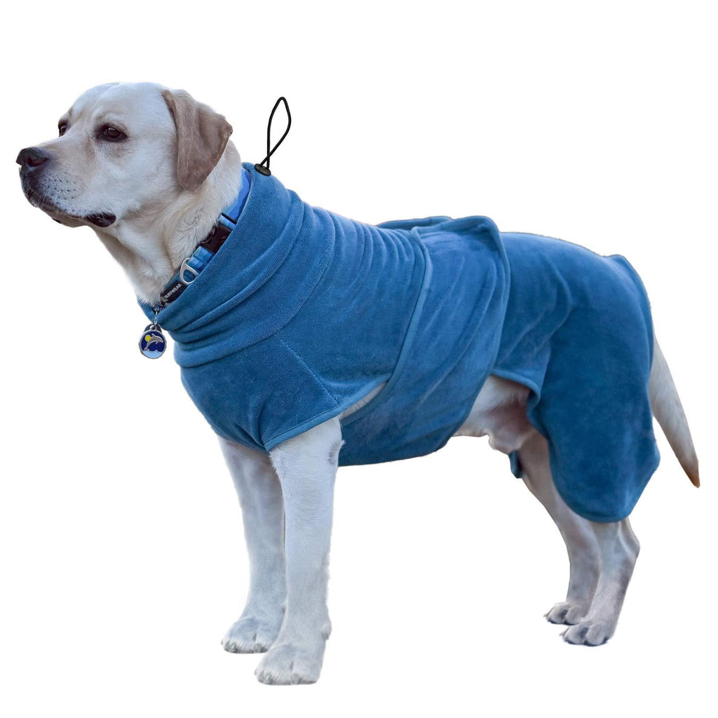 PETTOM Soft Microfiber Pet Dog Drying Coat, Super Absorbent Dog Bathrobe Robe, Quick Drying Dog Bathrobe Towel- L Blue L: Back Length 55CM - PawsPlanet Australia