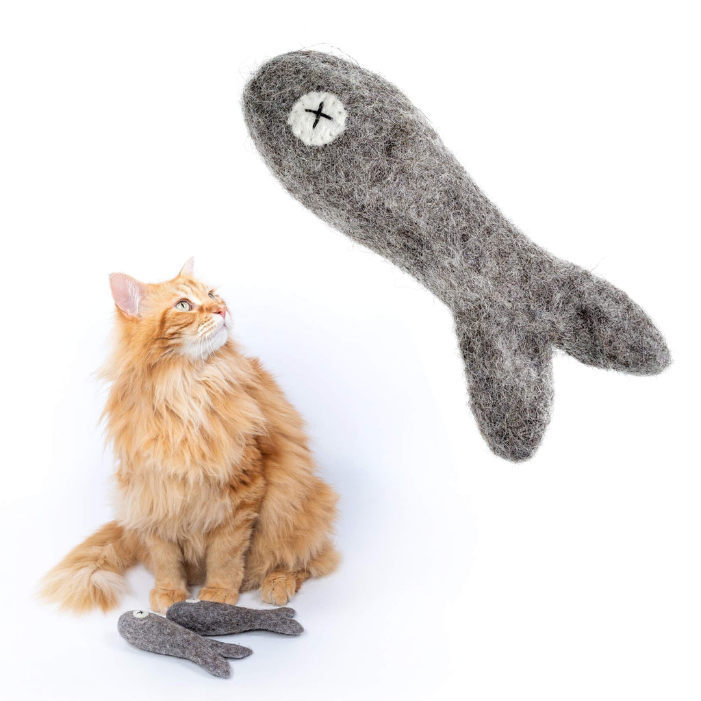 Mimi's Daughters Felix The Fish Eco - Friendly Cat Chew Play Toy Handmade from solid wool - PawsPlanet Australia