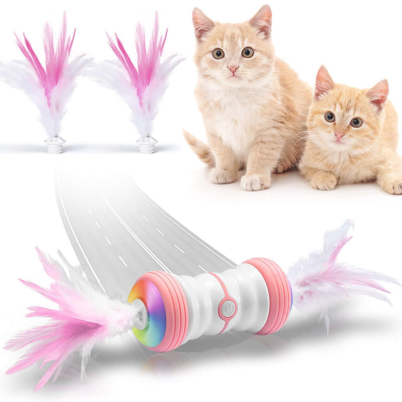 RJEDL Interactive Cat Toys for Indoor Cats, Irregular 360 Degree Electronic Automatic Robotic Feather Cat Toys for Cats/Kitten with Colorful LED Light, USB Rechargeable & Feather, 2 Speed Modes - PawsPlanet Australia