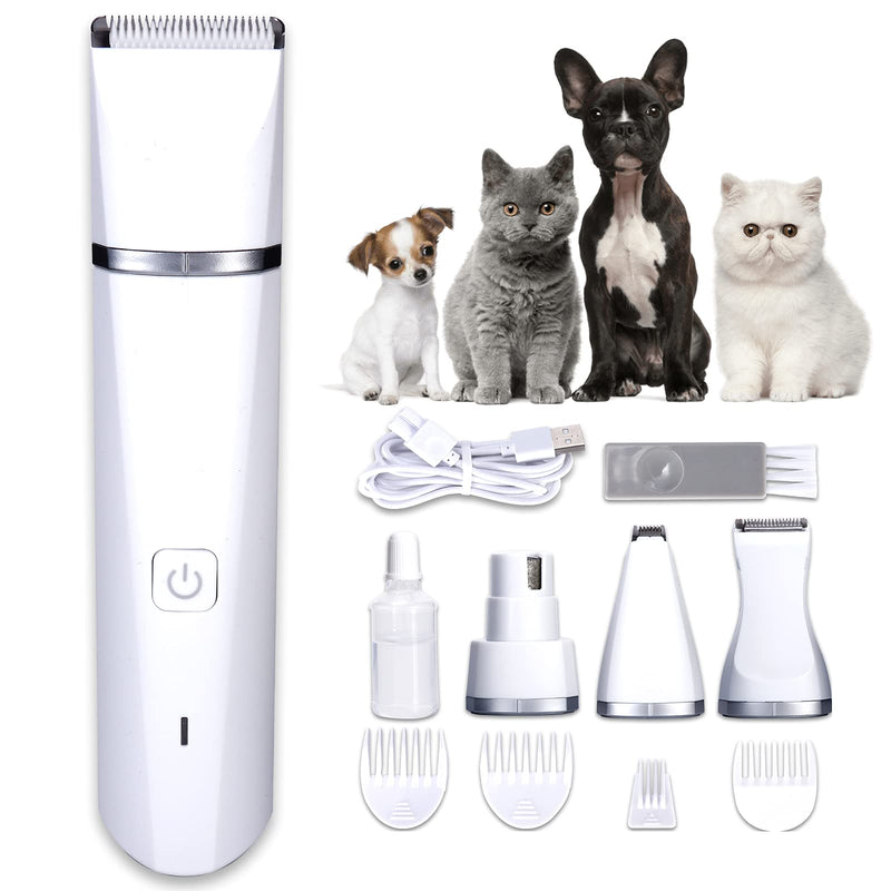 BSSN Dog Clippers 4 in 1 Professional Grooming Shaver, Rechargeable Low Noise Cordless Hair Clipper, Detachable Blade, Suitable for Dogs and Cats - PawsPlanet Australia