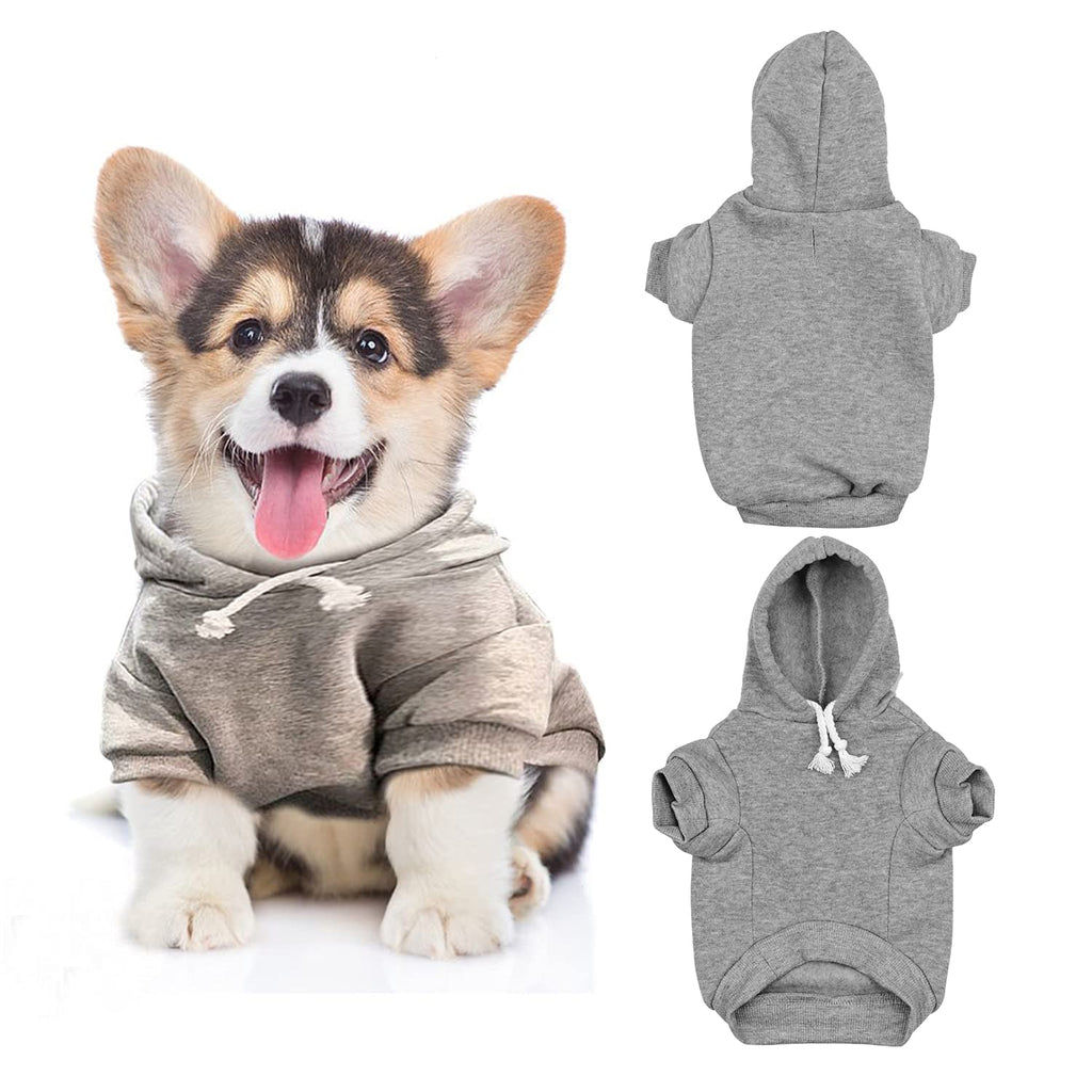 Podazz Dog Hoodie, Pet Dog Warm Jacket, Small Dog Winter Clothes, Fashion Soft Cotton Puppy Hoodie Outdoor Pullover Dog Hooded Jumper for Puppy Teddy Poodle Chihuahua Bomei（S,Grey） S - PawsPlanet Australia