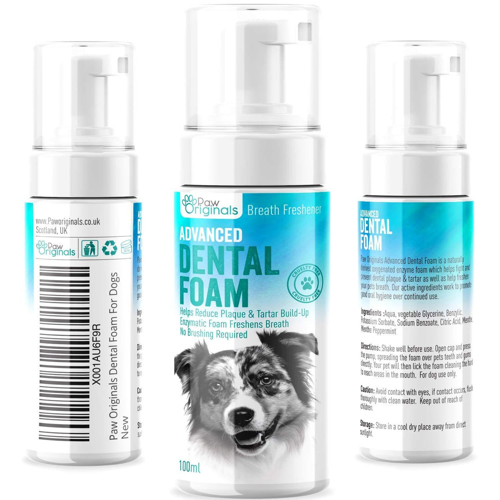 Enzymatic Dog Dental Foam | Freshens Dog Breath | No Toothbrush - Controls Plaque & Tartar - Supports Healthy Gums & Teeth and Eliminates Bad Breath | Naturally Derived Ingredients - PawsPlanet Australia