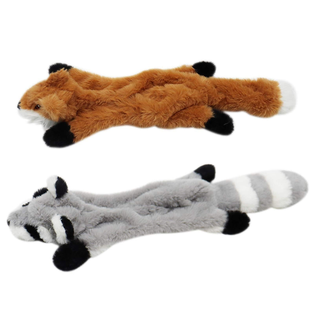 TOKINCEN 2PCS Squeaky Dog Toys Indestructible for Puppy, Squirrel Fox No Stuffing Plush Dog Toys, Interactive Stuffingless Dog Chew Toys with 2 Squeakers Durable Non-Toxic for Small Medium Dogs - PawsPlanet Australia