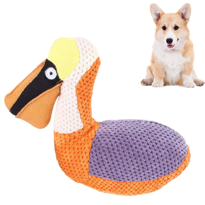 Dog Squeaky Dog Plush Toys Durable Chew Toys for Teeth Cleaning Interactive Training Toys for Puppy Small Medium Dogs (Pelican bird) Pelican bird - PawsPlanet Australia