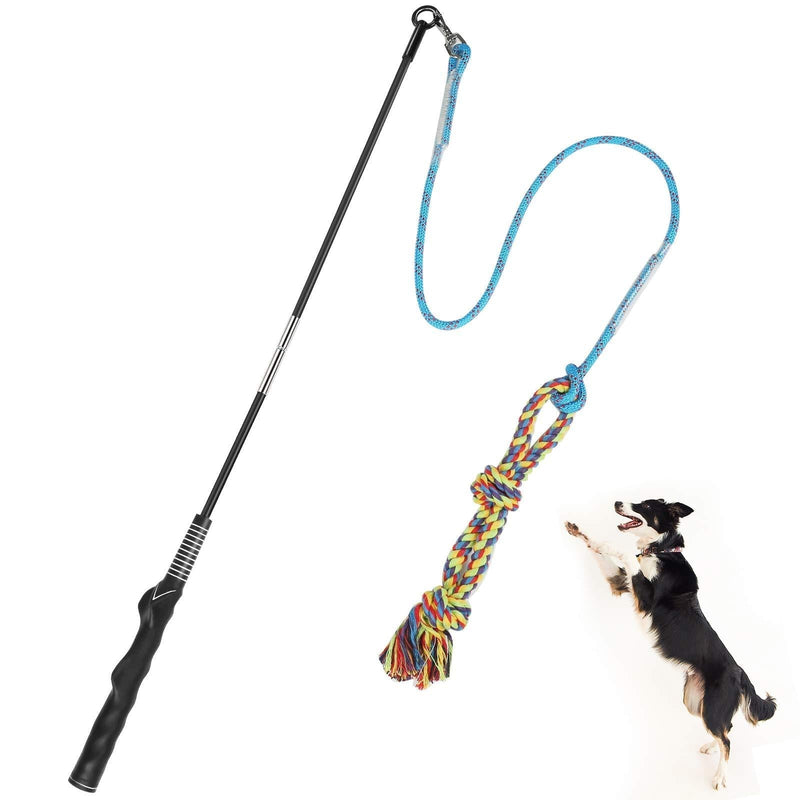 SAINUOD Flirt Pole Rope Dog Toy, with Braided Cotton Blend Rope, Outdoor Interactive Dog Toy Durable Teaser Wand with Pet for Pulling, Chasing, Chewing, Training. - PawsPlanet Australia