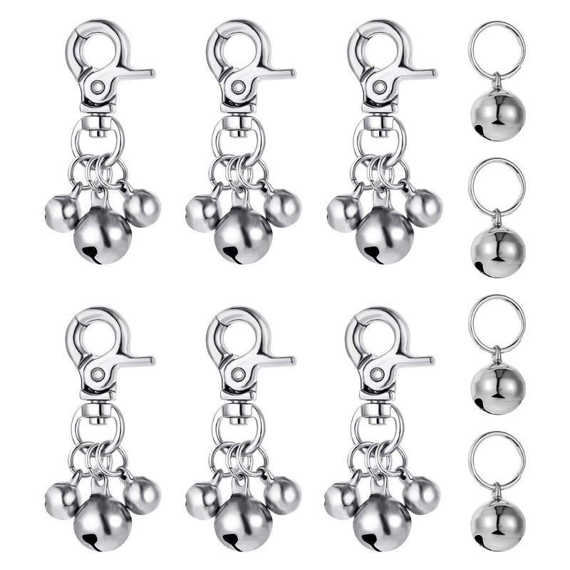 Heyu-Lotus 10 PCS Pet Bells for Dog Cat Collars, Loud Dog Cat Collar Bells Pet Training Bells Key Rings Pendant Bells for Dog Cat Necklace Collar Charm(Silver) Silver - PawsPlanet Australia