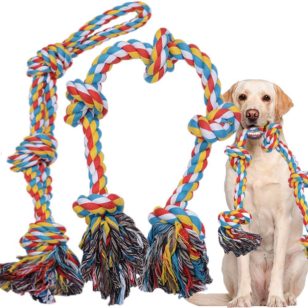 XXL Large Dog Chew Ropes (34inch) Toys for Aggressive Chewers,5 Knots Indestructible Cotton Rope for Large Breed,Heavy Duty Dental Dog Rope Toys for Medium Dogs,Tough Dog Toys for Tug Of War Set of 2 XXL - PawsPlanet Australia