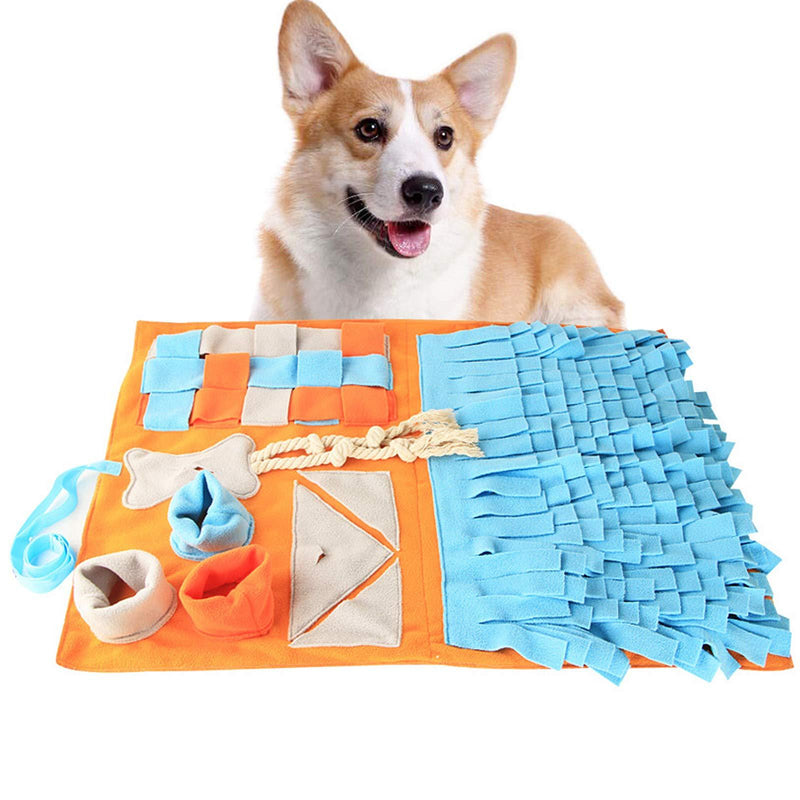 FREESOO Snuffle Mat for Dogs Boredom Dog Puzzle Toy Puppy Brain Training Pad Pet Feeding Mat Dog Treat Feeder Toy Orange - PawsPlanet Australia