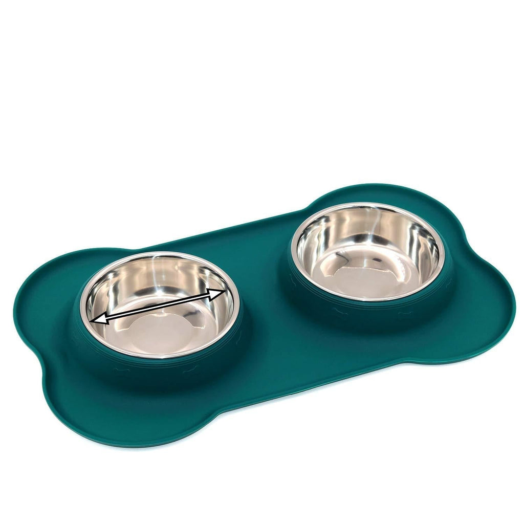 AOII Bone-Shaped Dog Bowl Stainless Steel Dog Bowl, 2 Medium-Sized Bowls (13.3 Ounces Each) Leak-Free, Non-Slip Silicone pad, Used for Small Dogs, Pets, Cats Feeding Bowls - PawsPlanet Australia