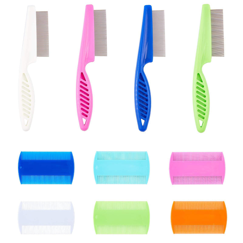 AHANDMAKER Pet Grooming Fine Tooth Hair Combs, 10 Pcs 2 Kinds of Plastic Flea Combs Teeth Durable Remove Float Hair Combing tangled hair Dandruff, 6 Colors - PawsPlanet Australia