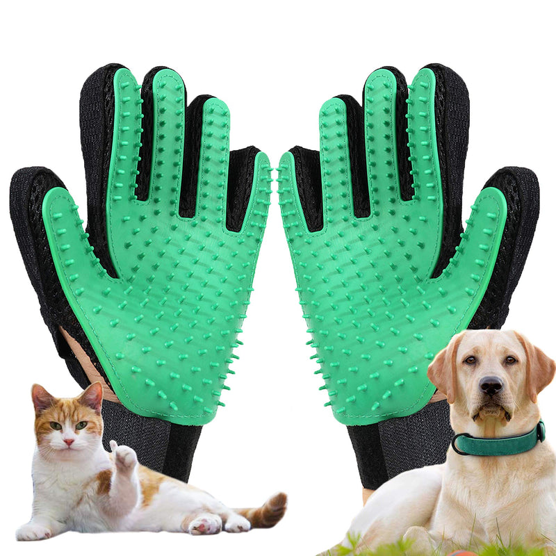 VingaHouse Pet Beauty Gloves, A pair of Brush Removal Gloves, Brush Removal Efficient Pet Hair Removal Gloves, Cat and Dog Left and Right Hand Hair Removal Tools(Green) Green - PawsPlanet Australia