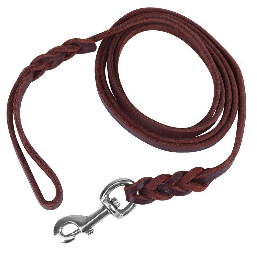 Hztyyier Dog Lead Ring Traditional Style Leather Dog Leash Safety Rope for Dogs Walking Running Training Puppies(2.1m) 2.1m - PawsPlanet Australia