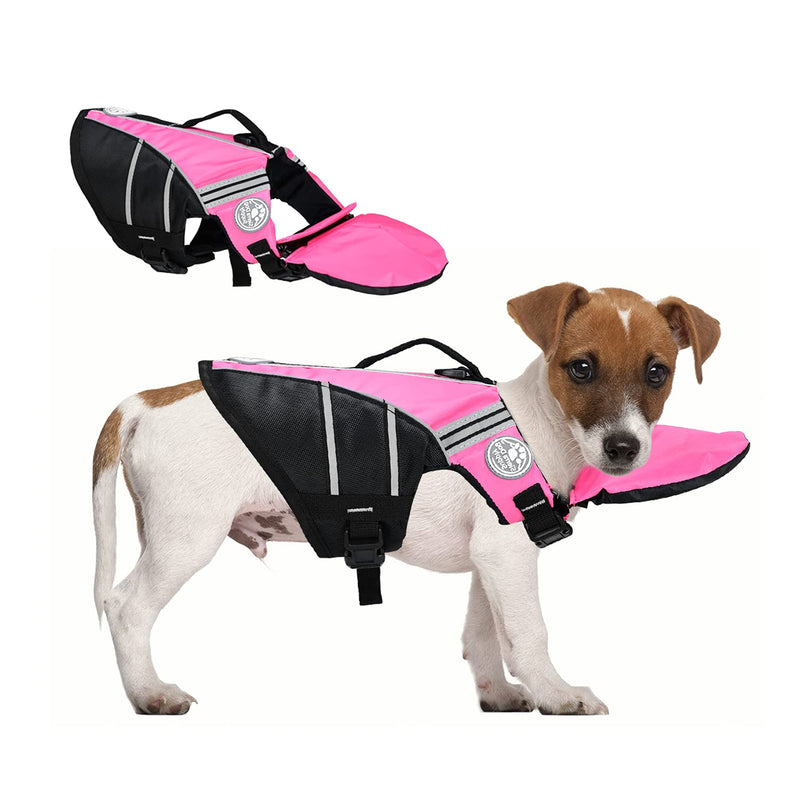 Podazz Puppy Life Jacket Vest Small for Swim Puppy Buoyancy Aid Pet Lifesaver Safety Reflective Vest with Handle and Chin Float Dog Saver Flotation Vest Coat for Swimming,Surfing,Boating(Pink) (Small) S:41-53cm(Ribcage) - PawsPlanet Australia