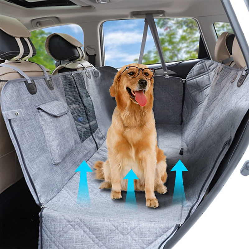 Dog Seat Cover for Back Seat with Mesh Visual Window, Side Flaps with Zipper,900D Oxford Cloth Waterproof anti-scratch Dog Hammock，Car Dog Back Seat CoverSuitable fit for Most Cars（Grey - PawsPlanet Australia