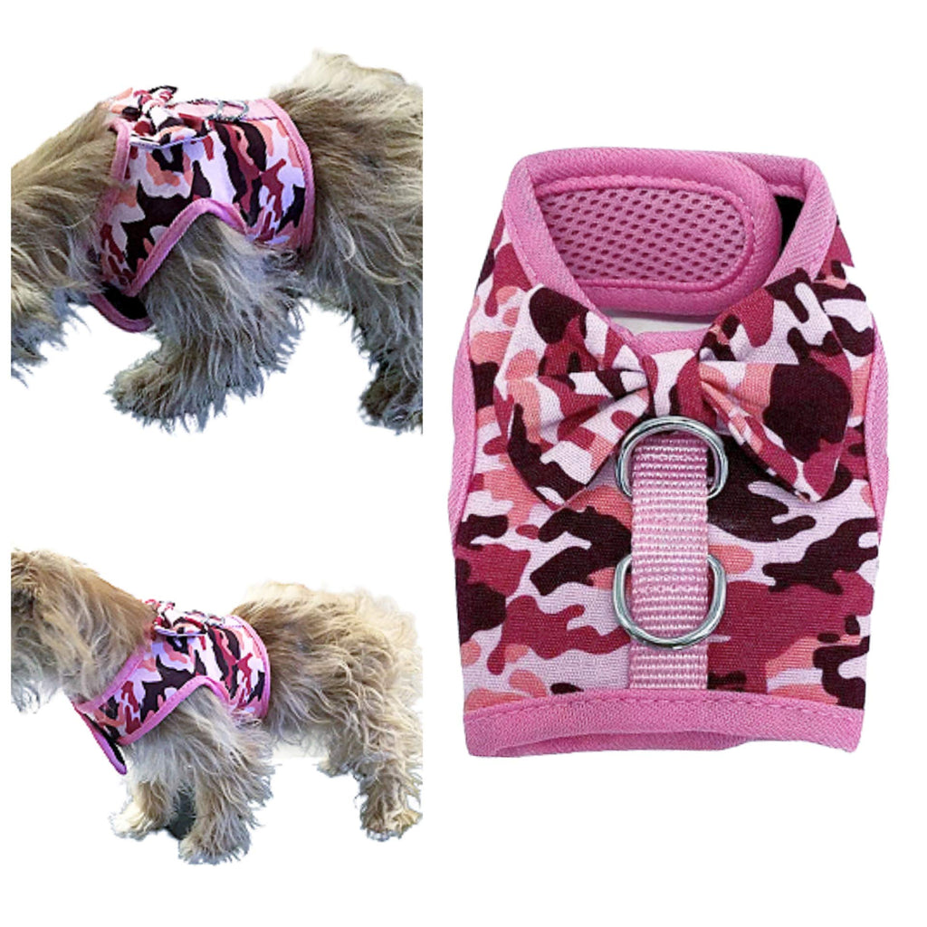 Pretty Pampered Pets UK Escape Proof Super Strong Puppy Dog Harness for New Dachshund Yorkie Shih Tzu Maltese Yorkie Toy Poodle Bichon Bunny Rabbit Cat (XS/Small, Pink Camo) XS/Small - PawsPlanet Australia