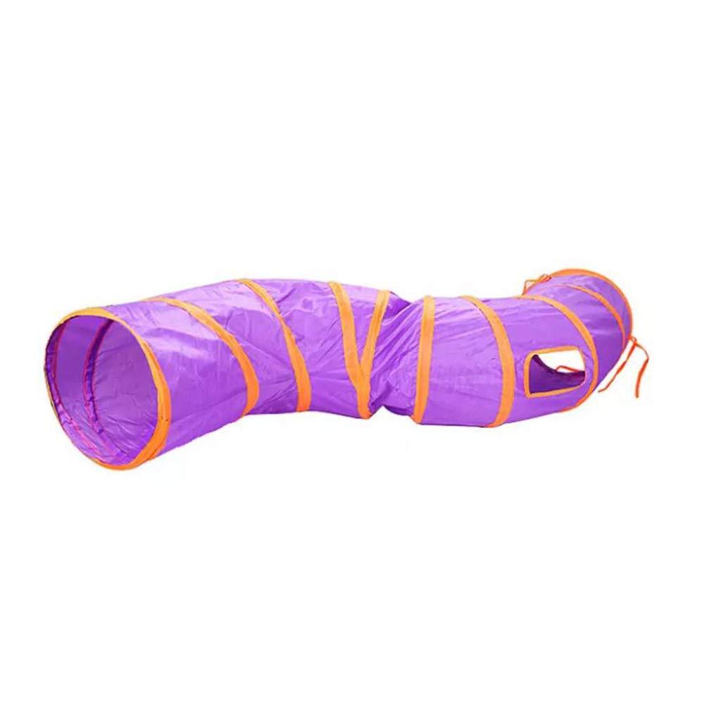 Black & White Cat Toys Collapsible Tunnel for Rabbits, Kittens, Ferrets and Dogs (Purple) Purple - PawsPlanet Australia