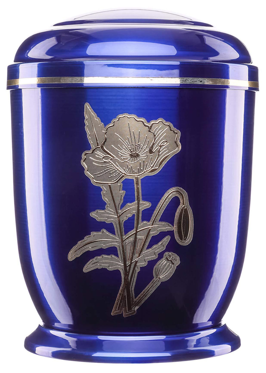 Urns for Ashes Adult Large Human Cremation Funeral Memorial Burial Remain Medium Full Size Waterproof Metal Poppy Gold (Blue) Blue - PawsPlanet Australia