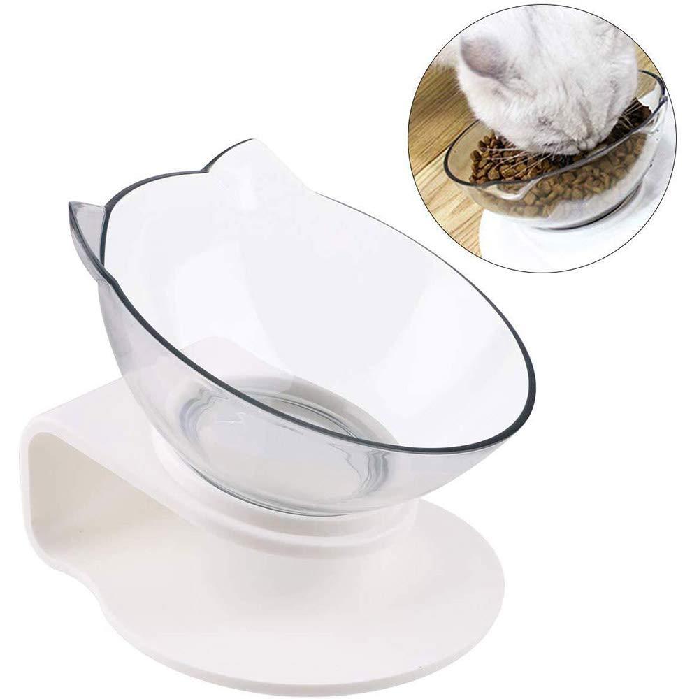 Tited Cat Bowl Raised, Cat Bowls, Cat Food Bowls, Cat Water Bowls 15°Tilting Neck Protective, Elevated Cat Water Bowl, Raised Feeding Bowl, for Pet Dogs Cats Water Feeding (Transparent) - PawsPlanet Australia