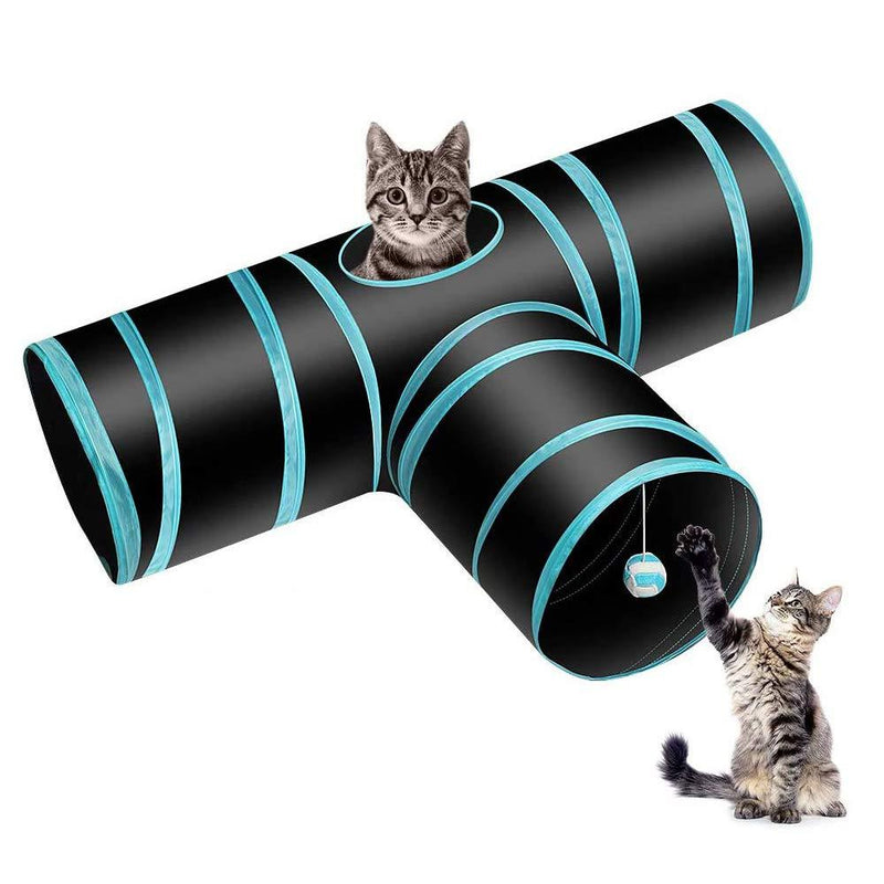zfdg Interactive Cat Tunnel, Cat Tunnel Collapsible, Collapsible Pet Tunne, Cat Tunnel Tube, Collapsible Tube Fun Cat Play Toy, for Cat Dog Puppy Rabbit Indoor and Outdoor Fun Toys (Blue) - PawsPlanet Australia