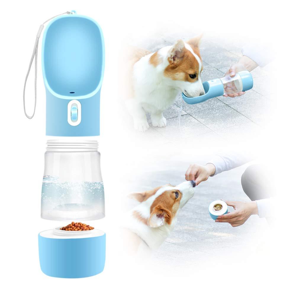 EASTLION Dog Water Bottle-Leak Proof Portable Pet Drinking Bottle Puppy Water Cup Dispenser for Outdoor Walking Hiking Traveling (Light Blue) 258ml water+200ml food Light Blue - PawsPlanet Australia