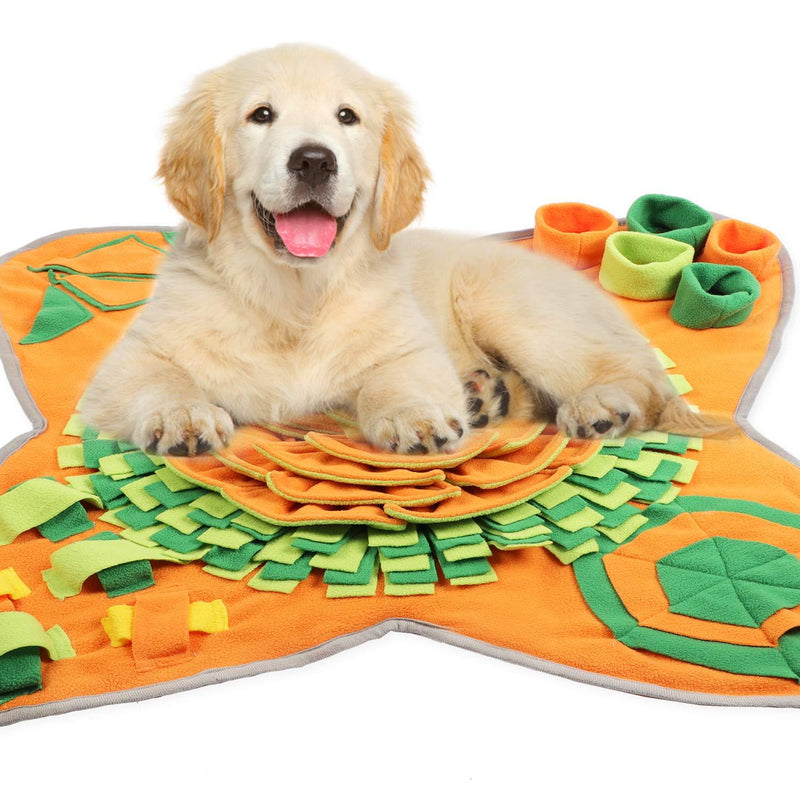 Capslpad Snuffle Mat for Dogs Portable Pet Slow Feeding Mat Puppy Brain Foraging Skills Training Mat Dog Puzzle Toys for Boredom Indoor Outdoor Pet Activity Play Mat-75x75cm Orange - PawsPlanet Australia