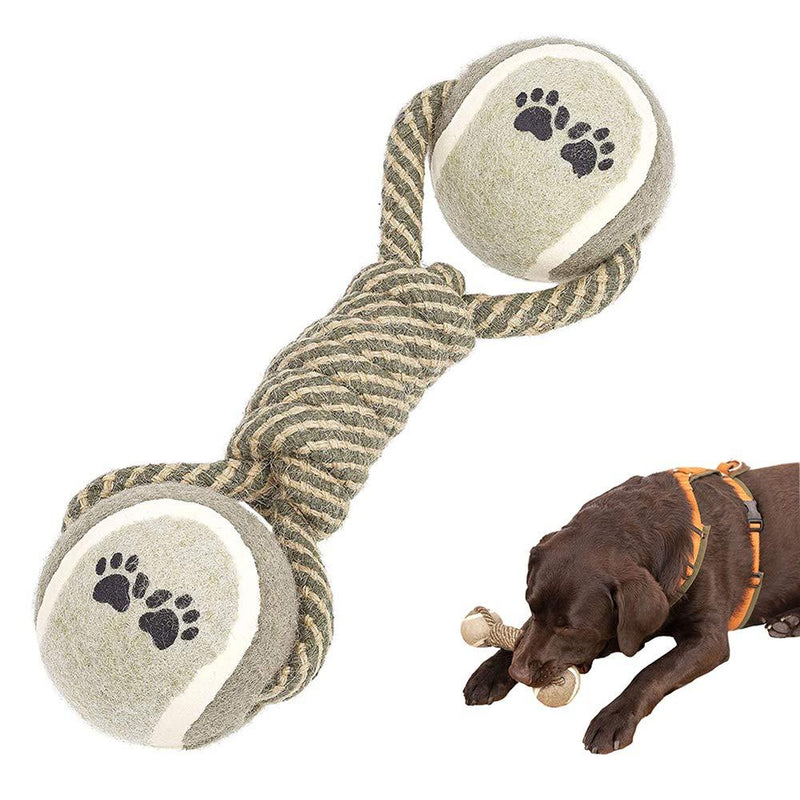 BINGXIAN Dog Chew Toys, Dog Rope Toy Ball Double Tennis Toy Cotton Rope, Interactive Dog Toys for Small Medium Dogs Puppies Training Playing Teeth Cleaning Brown - PawsPlanet Australia