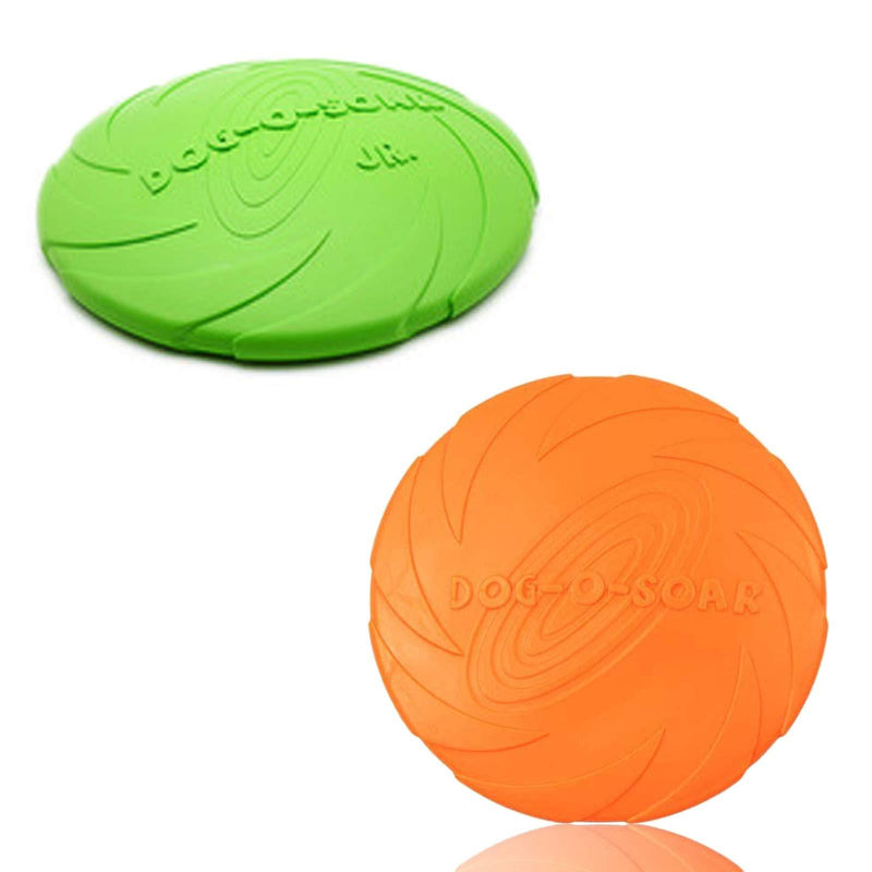 2 Pieces Dog Flying Disc Dog Frisbee Toys Dogs Training Frisbee Pet Flying Saucer Rubber Dog Flying Disks Dog Toy for Outdoor Interactive Dog Training Throwing Catching-Green Orange ø 15 cm - PawsPlanet Australia