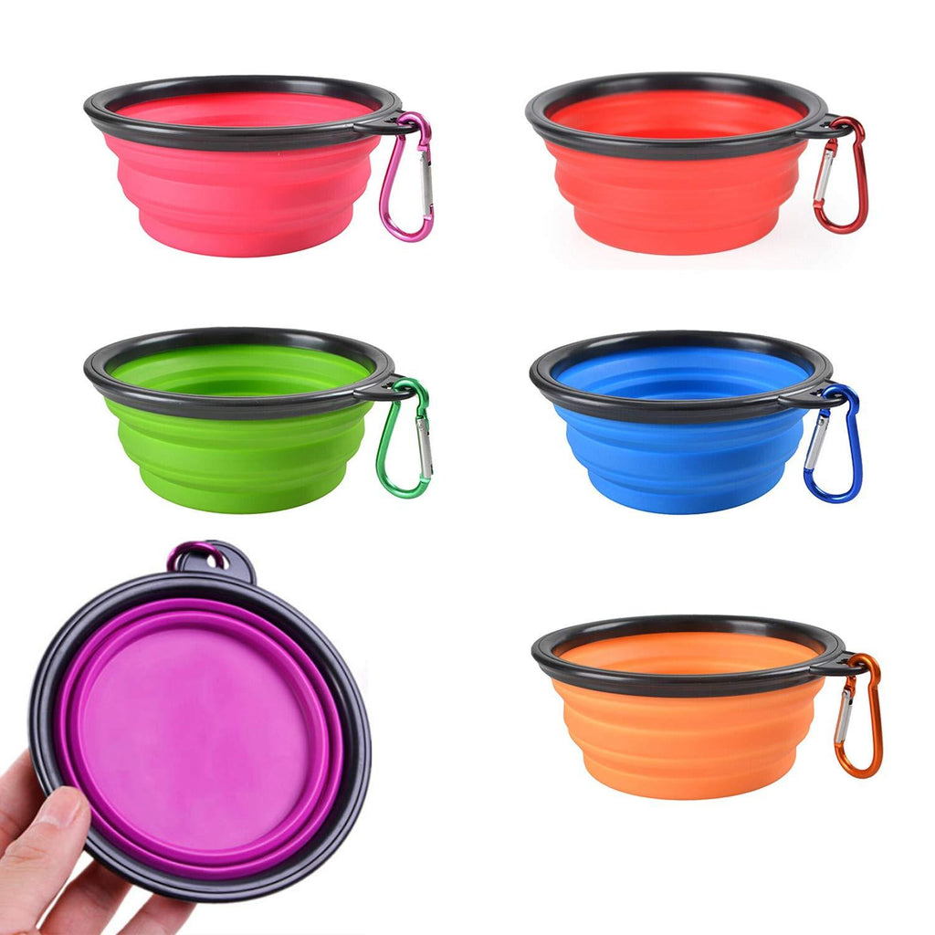 LxwSin Large Collapsible Dog Bowl, Travel Pet Bowl, 6 PCS Silicone Portable Pet Food Water Bowl Foldable Expandable Cup Dish for Outdoor Pet Dog Cat Food Water Feeding with Carabiner Clip for Travel - PawsPlanet Australia