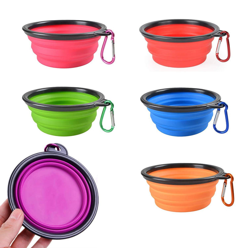 LxwSin Large Collapsible Dog Bowl, Travel Pet Bowl, 6 PCS Silicone Portable Pet Food Water Bowl Foldable Expandable Cup Dish for Outdoor Pet Dog Cat Food Water Feeding with Carabiner Clip for Travel - PawsPlanet Australia