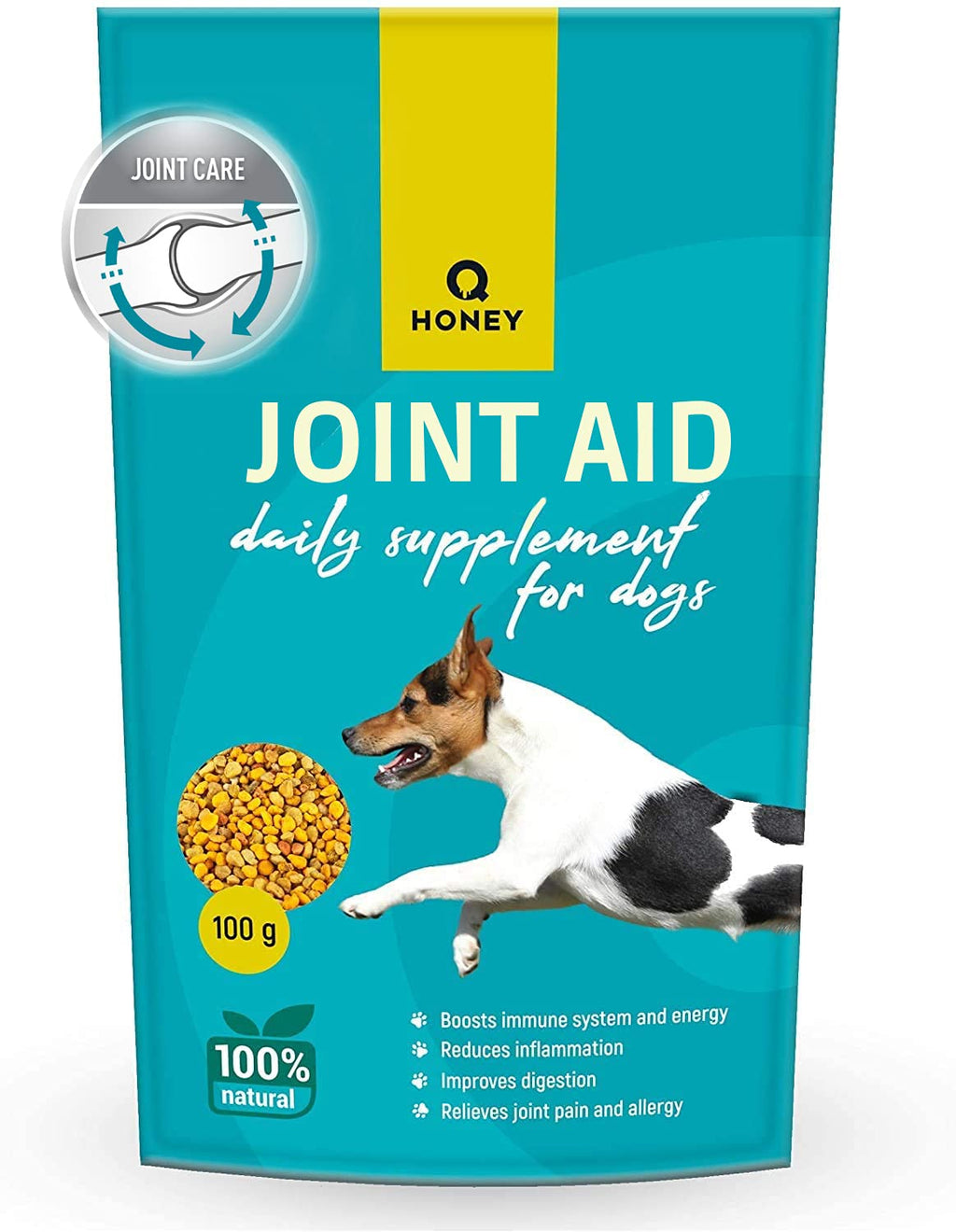 Q honey 100% Natural Dog Supplements. Joint Aid for Dogs with vit B1, B2, B6, B12 amino acids and vit. A, B, C, E, D | Dog Joint Care Supplements | 100 g - PawsPlanet Australia