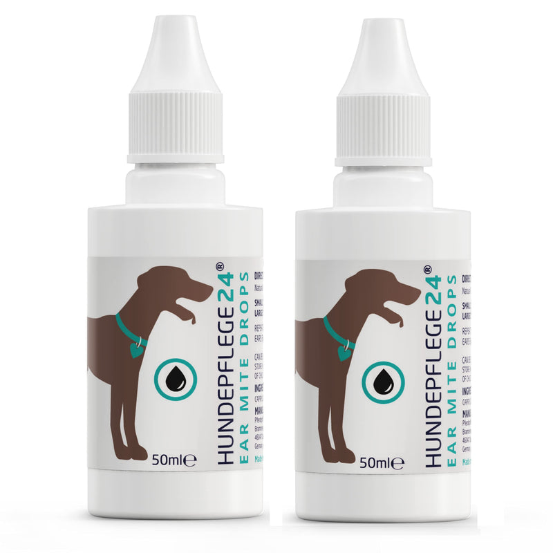 Hundepflege24 - Ear drops for dogs 2x 50ml - Ear mite treatment for dogs, cats and other pets - 100% natural & vegan ear care against itching, fungi & acariasis - PawsPlanet Australia