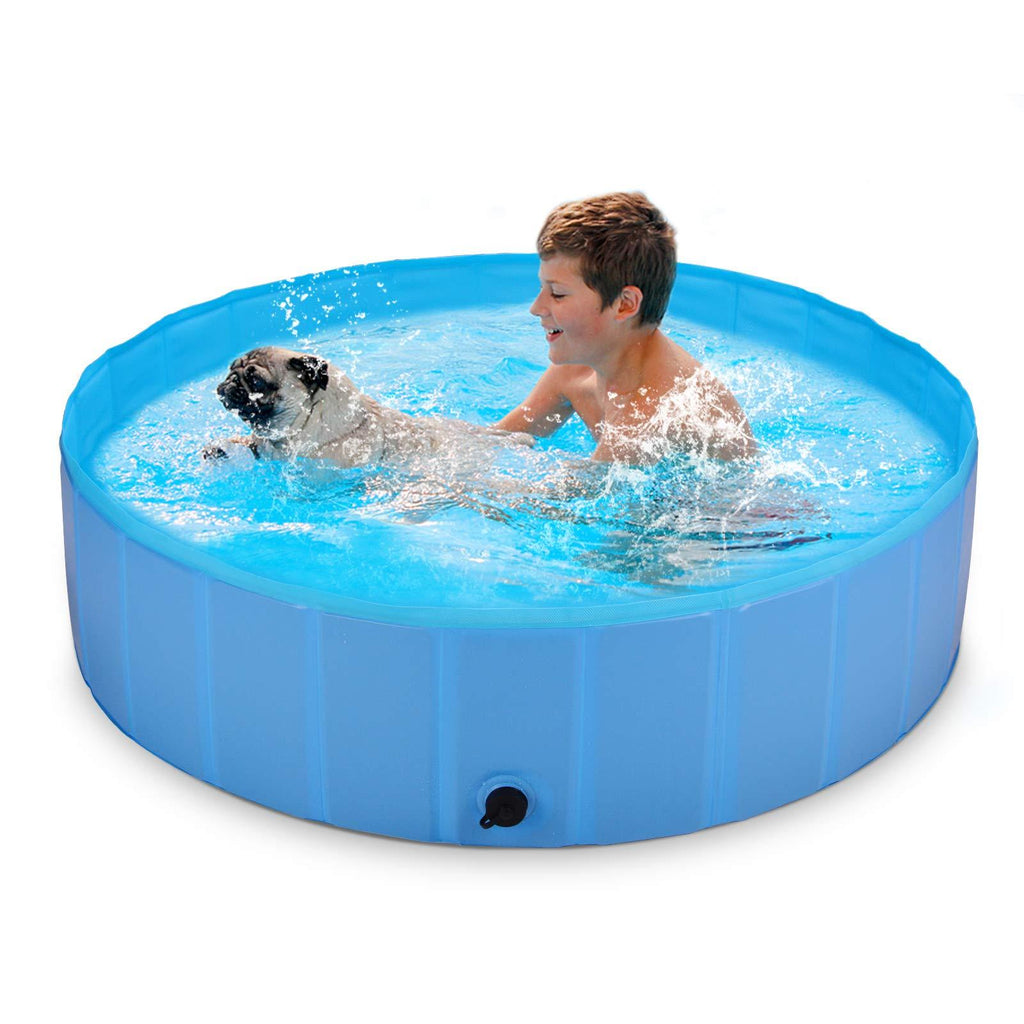 Beedove Foldable Pet Dog Swimming Pool, Large PVC Non-Slip Dog Paddling Pool, Outdoor Dog Bath Tub for Medium Dogs and Kids in Outdoor Garden Yard (120 x 30cm) - PawsPlanet Australia