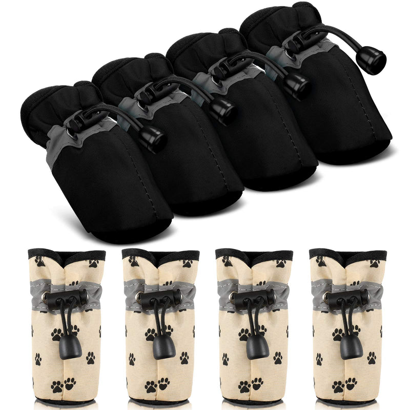 Weewooday 4 Pairs Reflective Dog Shoes Adjustable Waterproof Pet Boots Anti-Slip Dog Sock Shoes Soft Sole Dog Boot Drawstring Boot Paw Protectors for Small Puppy (Black) Black - PawsPlanet Australia