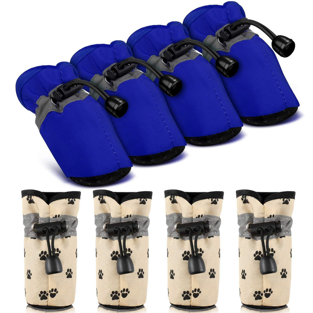 Weewooday 4 Pairs Reflective Dog Shoes Adjustable Waterproof Pet Boots Anti-Slip Dog Sock Shoes Soft Sole Dog Boot Drawstring Boot Paw Protectors for Small Puppy (Blue) Blue - PawsPlanet Australia