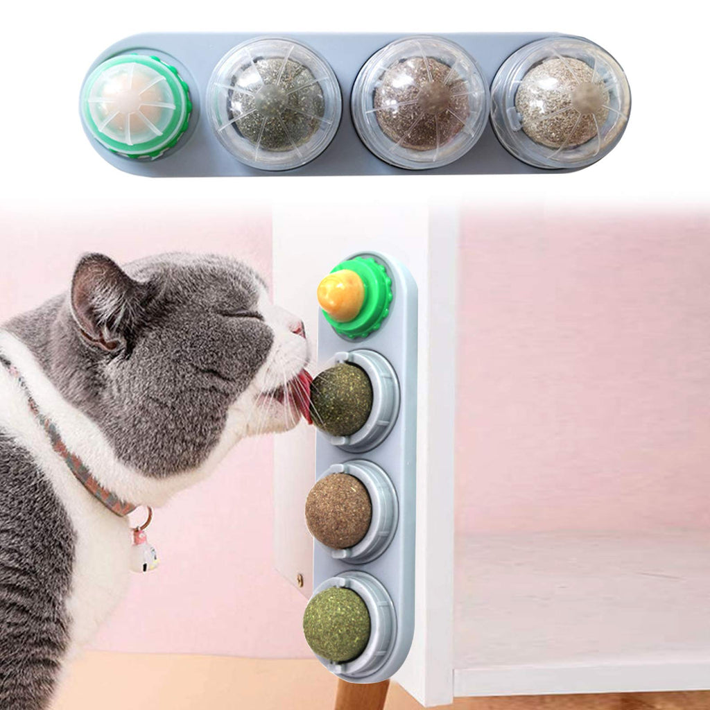 LQRLY Catnip Toys for Cats, Natural Rotatable Cat Catnip Toy Licking Balls Toy for Kitten Cats - PawsPlanet Australia