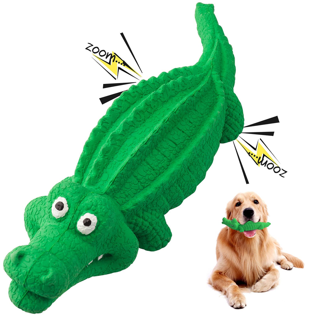 Funow Squeaky Dog Toys, Indestructible Crocodile Dog Chew Toys-Durable Tough Interactive Dog Toys for Aggressive Chewers/Relief Stress, Strong Rubber Dog Teething Toys for Medium Large Dogs Green - PawsPlanet Australia