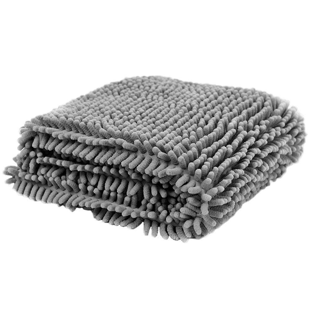 ITNP Pet Bath Towel Quick Drying Super Soft Absorbent Towels Hand Pockets Microfibre Chenille Fabric Machine Washable For Dog Cat Puppy Pet (35x60cm, gray) - PawsPlanet Australia