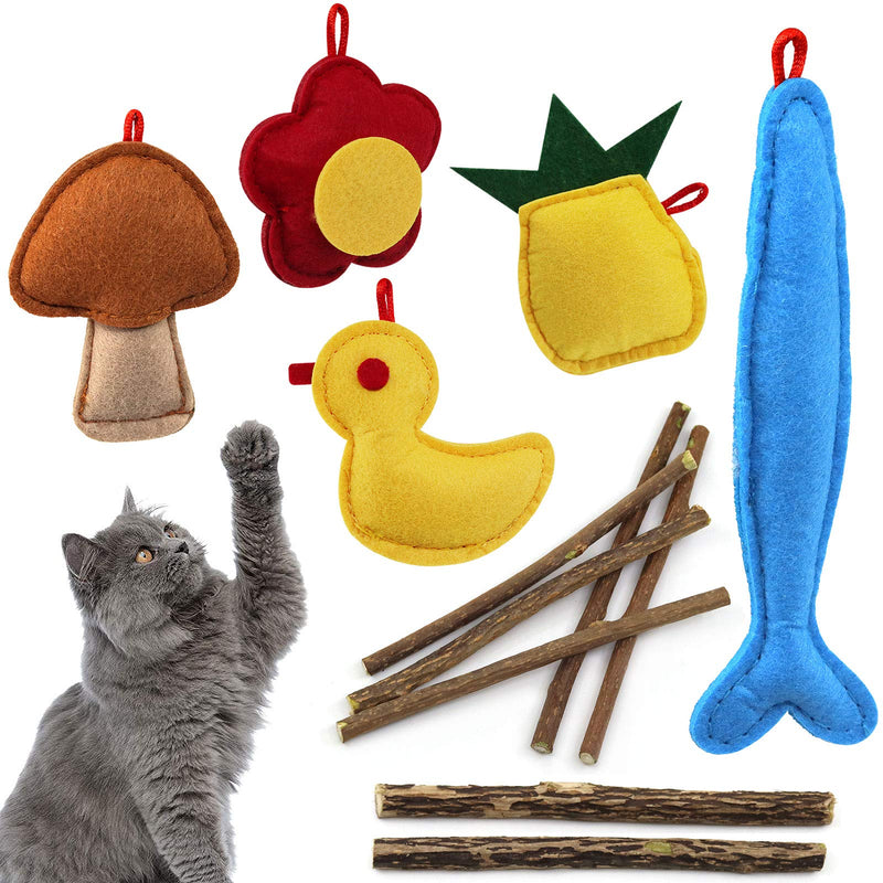 Cat Catnip Toys Set 12 Pack for Indoor Cats, Cute Kitten Soft Felt Catnip Interactive Cat Kicker Toy with Natural Catnip Sticks for Dental Health, Grinding Claw, Playing, Teething Chew Replacement toy - PawsPlanet Australia