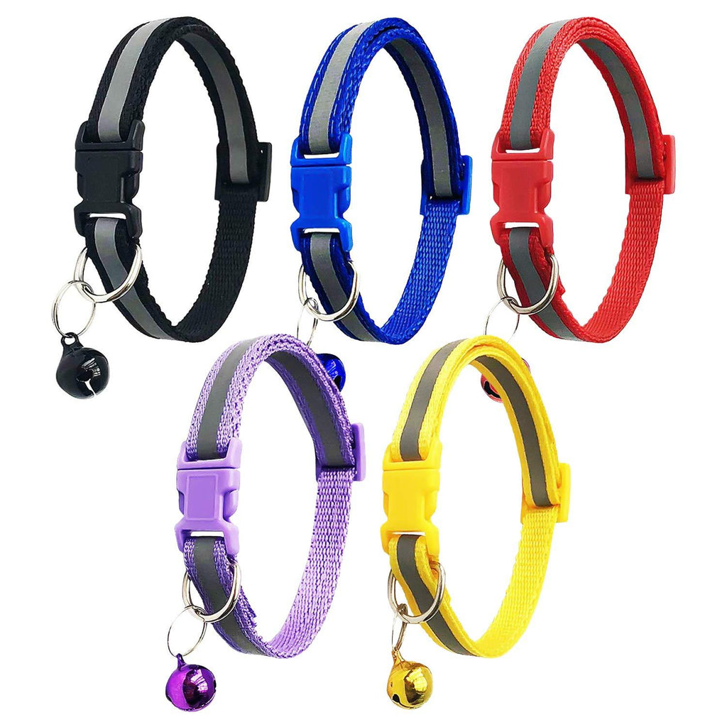Cat Collars with Bells and Safety Release, 6 Pack Reflective Cat Collars Adjustable 19-32cm - PawsPlanet Australia