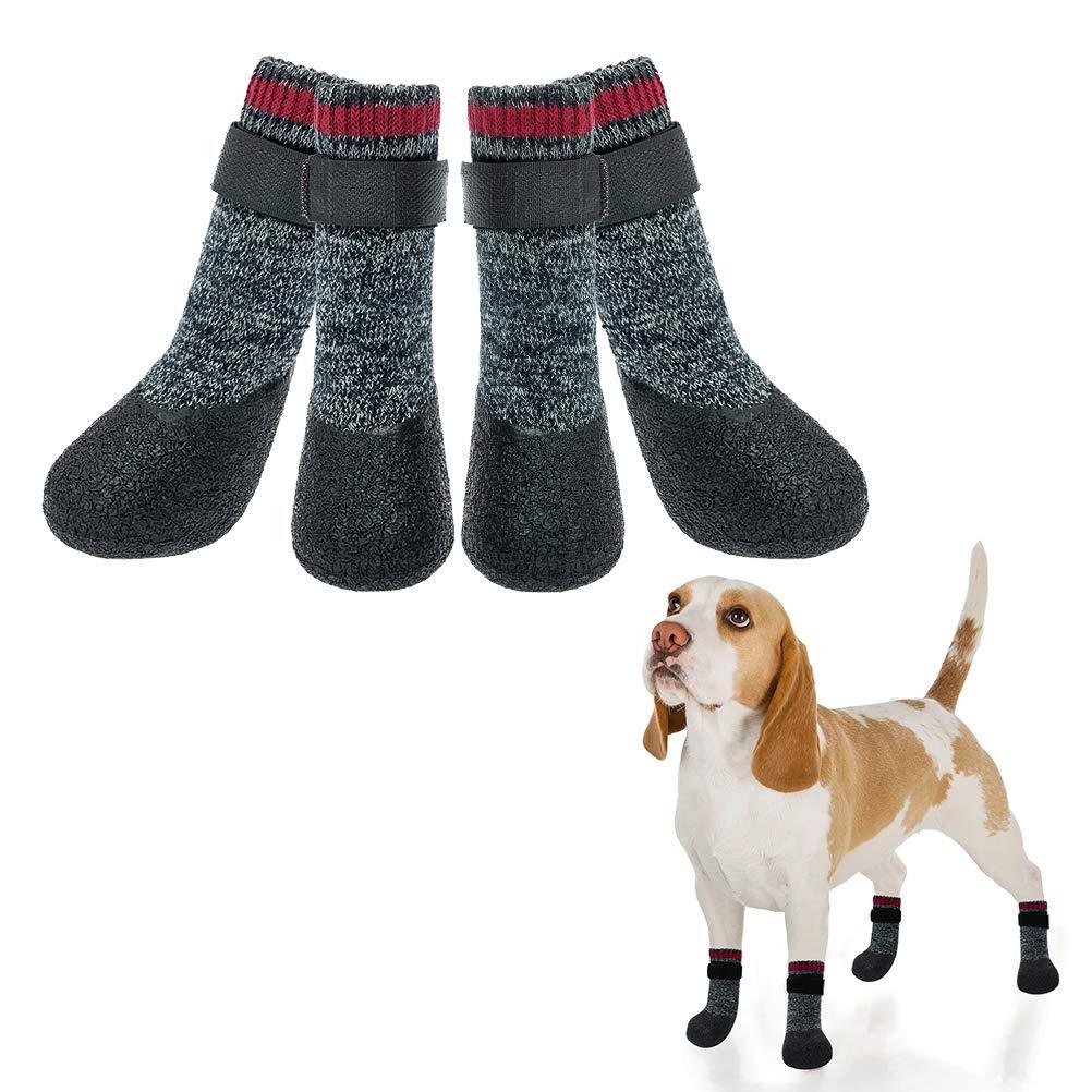 Mihachi 2 Pairs Dog Sock Set - Pet Paw Protectors with Adjustable Straps, Anti-Slip Waterproof Rubber Bottom Dog Boots¡­ L - PawsPlanet Australia