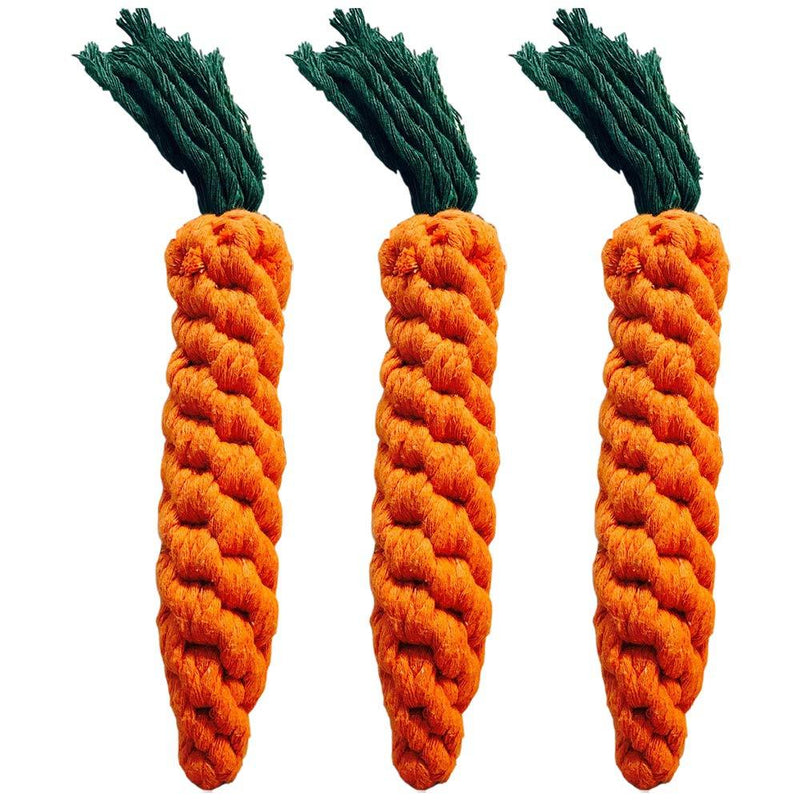 SENDILI Carrot Dog Toy - 3Pcs Puppy Chew Toys Dog Chew Toys Carrot Braided Rope for Dog Teeth Cleaning - PawsPlanet Australia